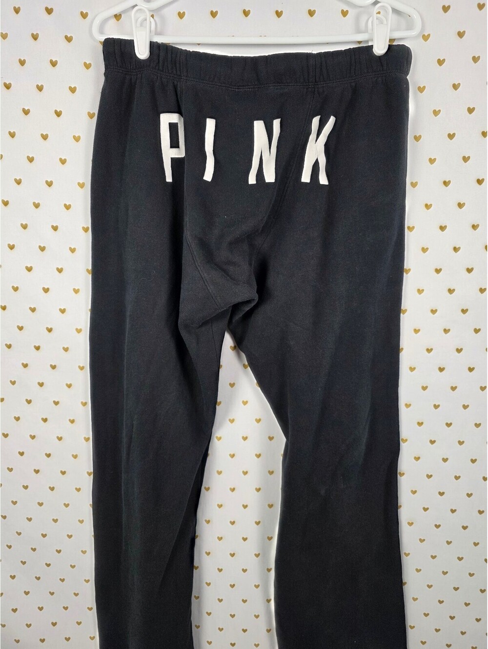 Victorias Secret PINK Medium Boyfriend Diaper Butt Sweats Flare Black